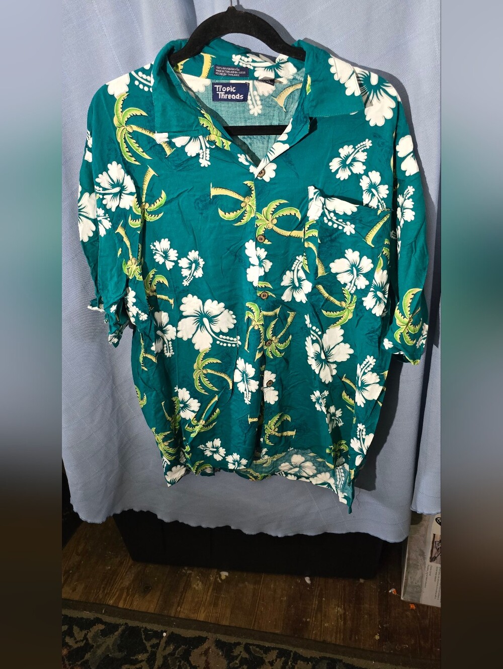 Tropic Threads Teal Hawaiian Aloha Shirt